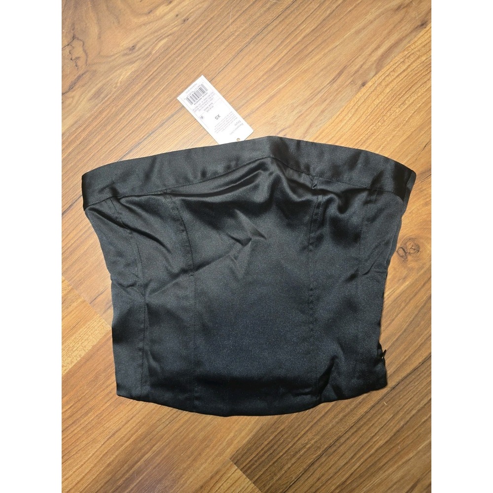 Wild Fable Black Strapless Cropped Tube Top Womens Size XS Satin Finish Smocked